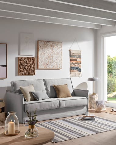 Samsa 2 seater visco sofa bed in grey, 140cm