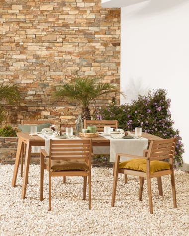 Hanzel extendable garden table in solid eucalyptus, 183 (240) x 100 cm FSC 100%