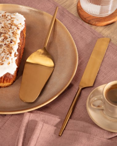 Lite 2-piece cutlery set for cake gold