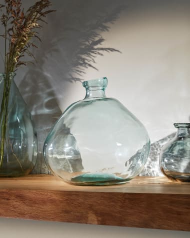 Brenna vase in 100% recycled transparent glass, 33 cm