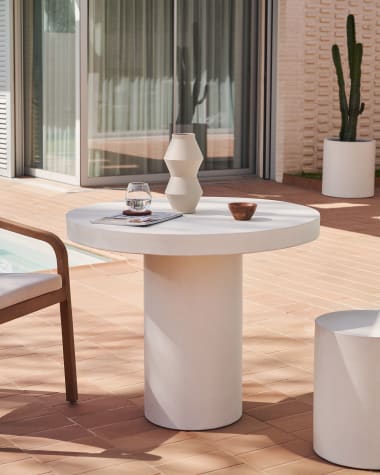 Aiguablava round table in white cement, Ø 90 cm