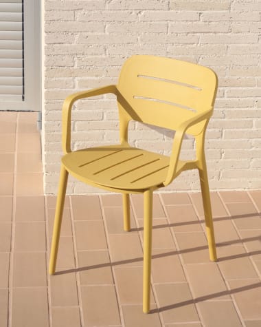 Morella stackable outdoor chair in mustard