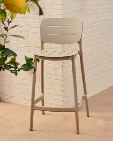 Morella stackable outdoor stool in beige, 65 cm in height