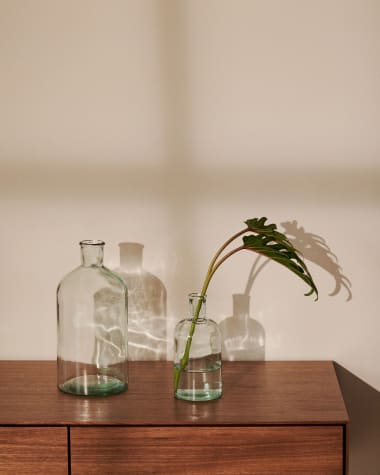 Brenna vase in 100% recycled transparent glass, 19 cm