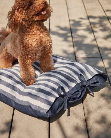 Tabby combined stripes 100% cotton cushion in mustard and white, 40 x 60 cm