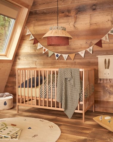 Shantal solid ash wood cot in natural finish, 60 x 120 cm