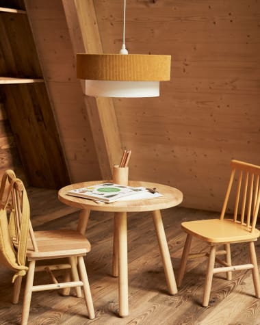 Bianella ceiling lamp in cotton and mustard corduroy, Ø 40 cm