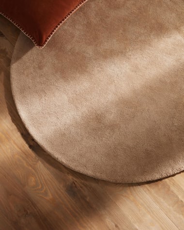 Daianna round rug, 100% beige cotton, Ø 120 cm