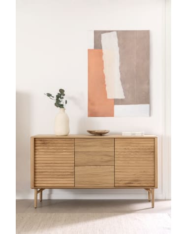 Lenon oak wood and veneer sideboard with 2 doors & 3 drawers, 155 x 86 cm FSC MIX Credit