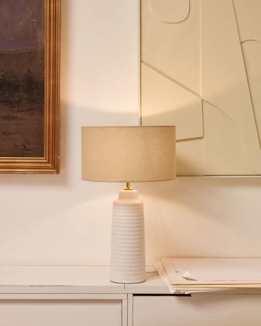 Mijal ceramic table lamp with a white finish Australia adaptor