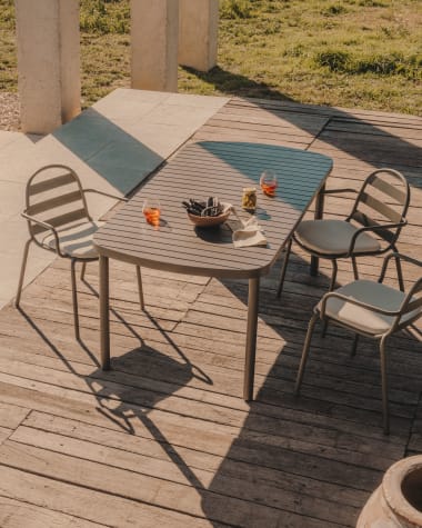 Joncols outdoor aluminium table with a powder coated grey finish, 180 x 90 cm