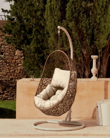 Hanging armchair with light grey Florina brown feet