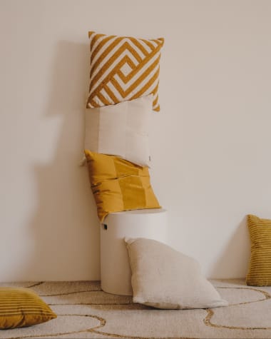 Zaira cushion cover 100% cotton and mustard velvet 45 x 45 cm