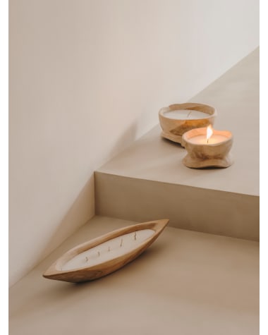 Maelia wooden candle with a natural finish Ø 25 cm