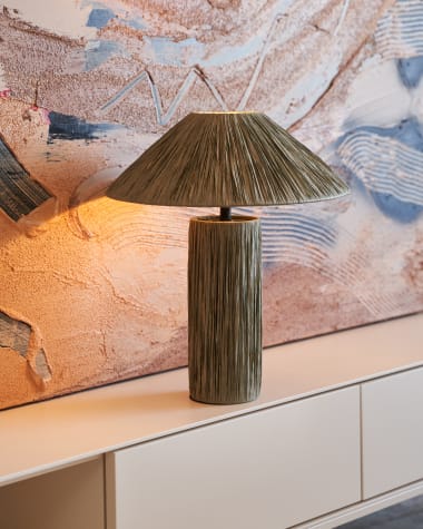 Samse table lamp in green raffia