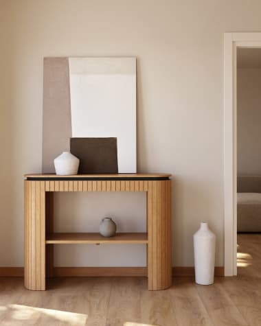 Licia console table with 1 drawer, solid mango wood, 120 x 90 cm