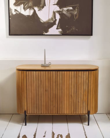 Licia sideboard with 2 doors made from solid mango wood and painted black metal 120 x 80cm