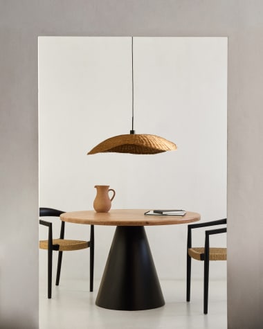 Wilshire round table in acacia solid wood and steel legs with black finish, Ø 120 cm