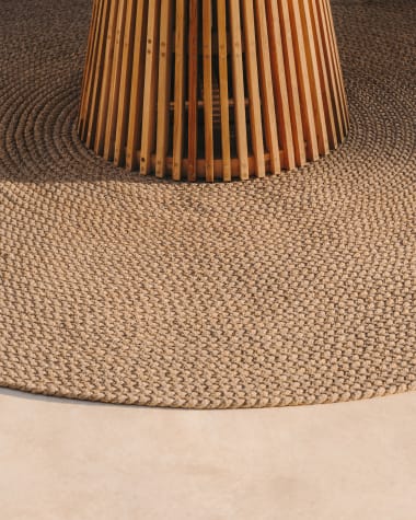 Despas beige round rug made from synthetic fibres Ø 200 cm