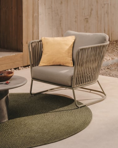 Saconca outdoor armchair made of cord and green galvanised steel