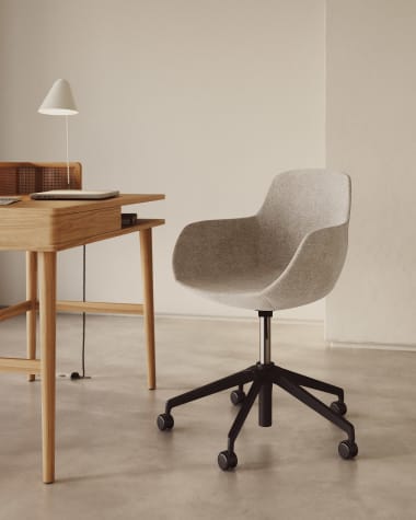 Tissiana beige and aluminium desk chair with matt black finish