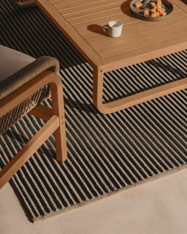 Satanca beige and black striped rug made from synthetic fibres 160 x 230 cm