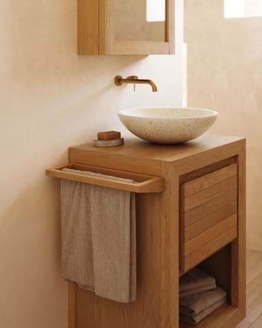 Kenta solid teak towel rack, 40 x 5 cm