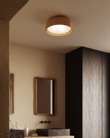 Xaviera ceiling lamp with oak wood effect finish