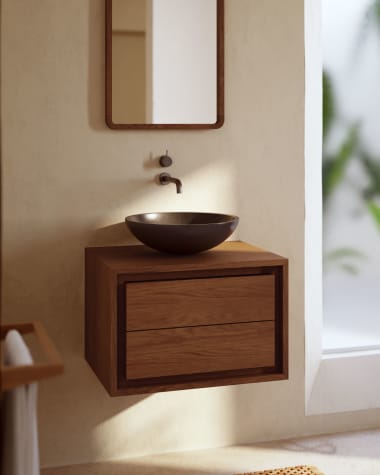 Kenta bathroom furniture in solid teak wood with a walnut finish,  60 x 45 cm