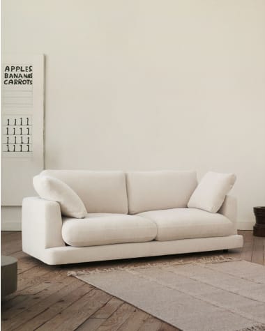 Gala 3 seater sofa in beige, 210 cm