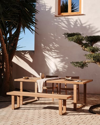 Canadell 100% outdoor solid recycled teak table, 220 x 100 cm