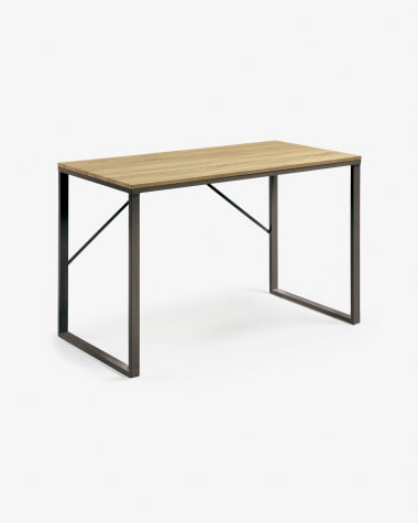 Bureau Talbot en mélamine finition naturelle et pieds en acier noir 120 x 60 cm