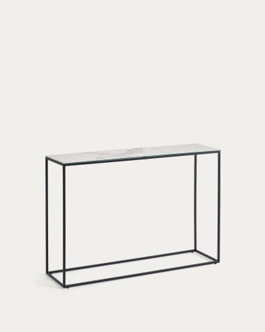 Rewena console table with Kalos Blanco porcelain top and steel structure, 110 x 75 cm
