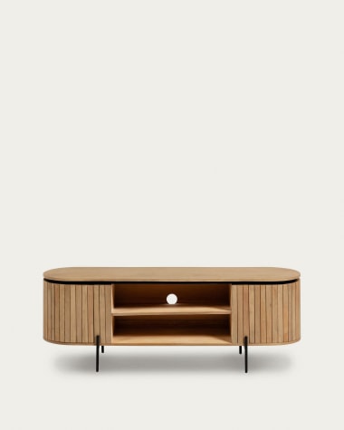 Licia TV-Schrank 2 Türen aus massivem Mangoholz Metall mit schwarzem Finish 160 x 56 cm