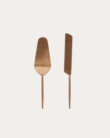 Kelda 2-piece cutlery set for cake rose gold