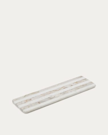 Tagliere da portata piccolo Sylara in marmo grigio e bianco