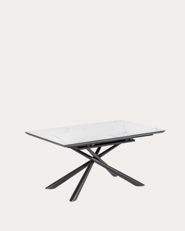 Theone porcelain extendable table in white and black steel legs 160 (210) x 90 cm