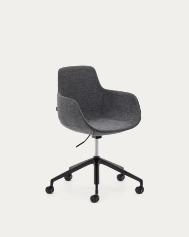Silla de escritorio Tissiana gris oscuro y aluminio acabado negro mate