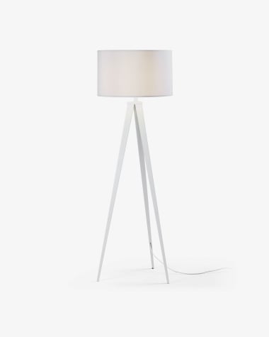 Iguazu floor lamp in steel with white finish UK adapter