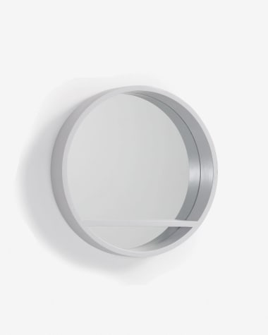 Grag mirror made from solid mango wood with white finish Ø 45 cm