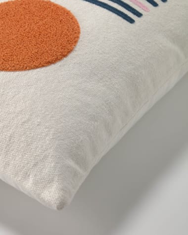Natala 100% cotton yellow semicircle cushion cover white 30 x 50 cm