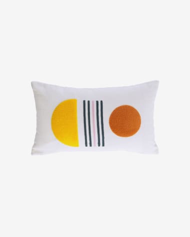 Natala 100% cotton yellow semicircle cushion cover white 30 x 50 cm
