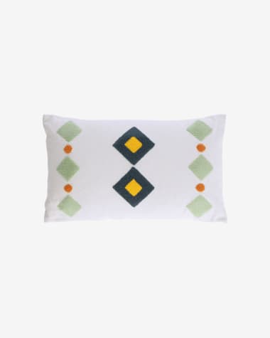 Itri 100% cotton multi-colour rhombus cushion cover white 30 x 50 cm