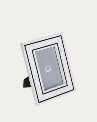 Vittoria photo frame in black and white marble 23 x 18 cm