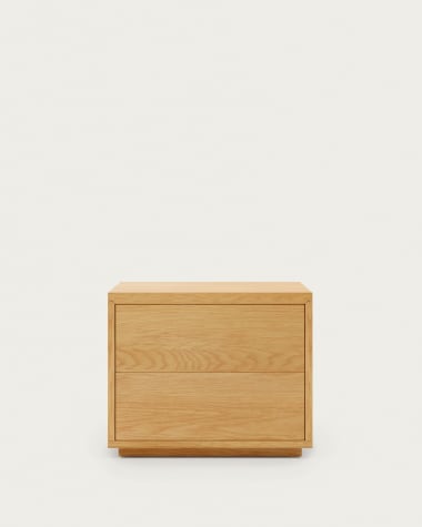 Abilen oak veneer and white lacquer bedside table, 53 x 44 cm, certified FSC 100%
