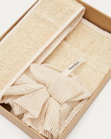 Set Miztli composto da guanto, fascia e spugna exfolianti