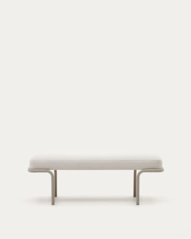 Compo bench in beige chenille and beige metal structure, 130 cm