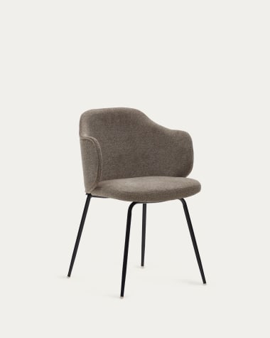Sedia Yunia marrone con gambe in acciaio verniciato nero FSC 100%
