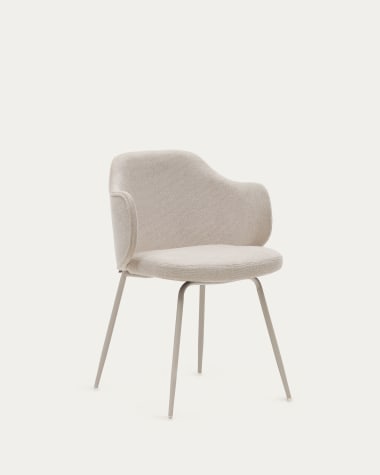 Yunia chair in beige with steel legs in a painted beige finish
