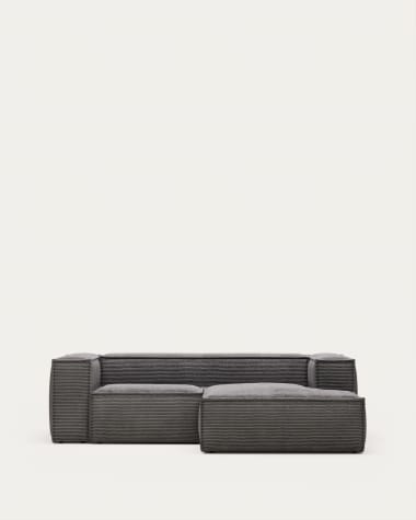 Blok 2 seater sofa with right side chaise longue in grey wide seam corduroy, 240 cm FSC Mix Credit